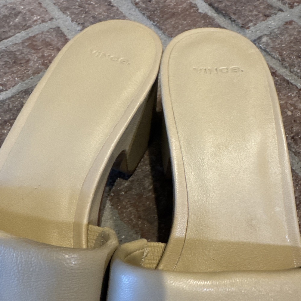 Vince Womens Margo Slip On Chunky Platform Block Heel Sandal Size 8.5 Tan #175 - Picture 4 of 16